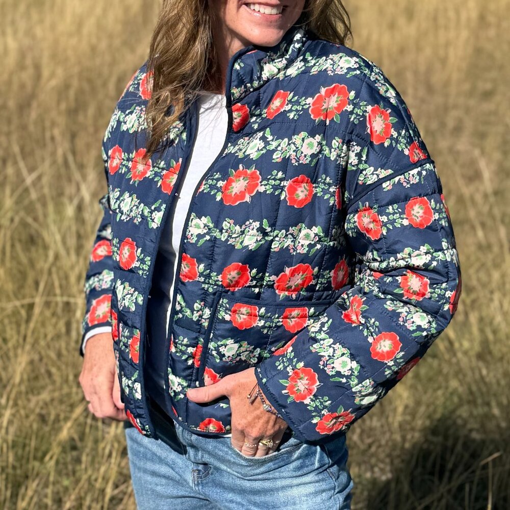 NWT Quilted Floral Print Jacket coat